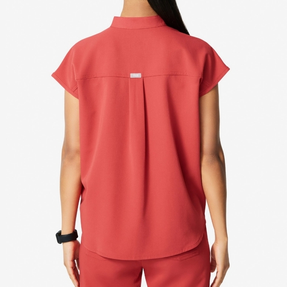 FIGS Clay Rafaela Mandarin Collar Top - Picture 3 of 4